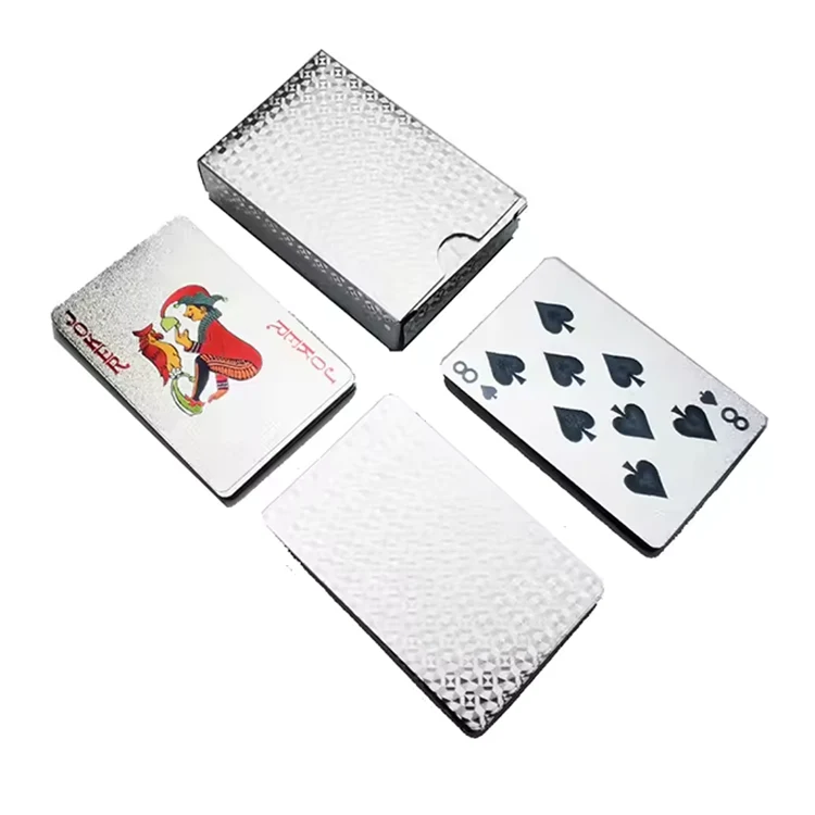 Серебряные прочные пластиковые игральные карты из ПВХ